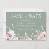 Save The Date Dusty Rose, Blush & Sage Boho Floral Wedding (Devant)