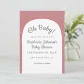 Save The Date Dusty Rose Bohemian Arch Oh Baby Baby shower (Debout devant)