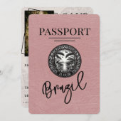 Save The Date Dusty Rose Brésil Passeport Enregistrer La Date (Devant / Derrière)