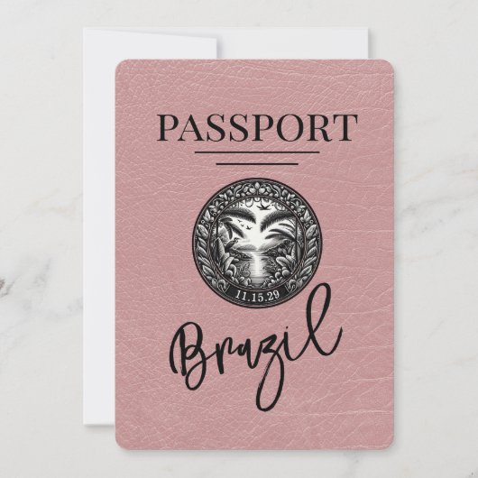 Save The Date Dusty Rose Brésil Passeport Enregistrer La Date (Devant)