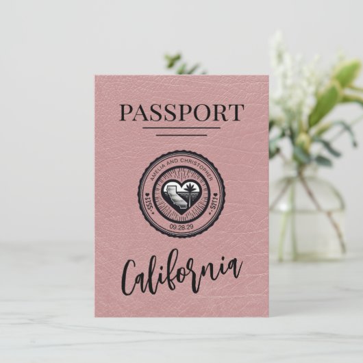 Save The Date Dusty Rose California Passeport Enregistrer La Dat (Debout devant)