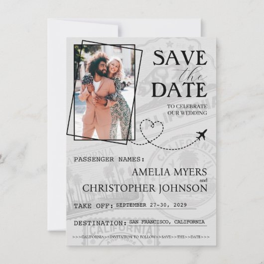 Save The Date Dusty Rose California Passeport Enregistrer La Dat (Dos)