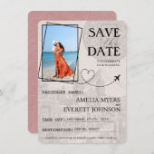 Save The Date Dusty Rose Cancun Passeport Enregistrer La Date (Devant / Derrière)