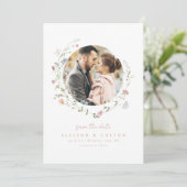 Save The Date Dusty rose Fleur sauvage Rustic Boho Couple photo (Debout devant)