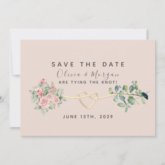 Save The Date Dusty Rose Floral Eucalyptus Mariage (Devant)