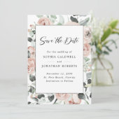 Save The Date Dusty Rose Floral Eucalyptus Mariage (Debout devant)