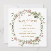 Save The Date Dusty Rose Floral Eucalyptus Mariage Enregistrer L (Devant)
