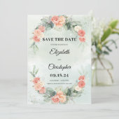 Save The Date Dusty Rose Floral Wreath Eucalyptus verdure (Debout devant)