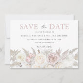 Save The Date Dusty Rose & Ivory White Floral Mariage (Devant)