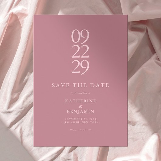 Save The Date Dusty Rose moderne minimaliste Mariage