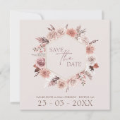Save The Date Dusty Rose Pampas Grass Wreath Enregistrer La Date (Devant)