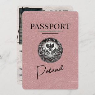 Save The Date Dusty Rose Pologne Passeport Enregistrer La Date