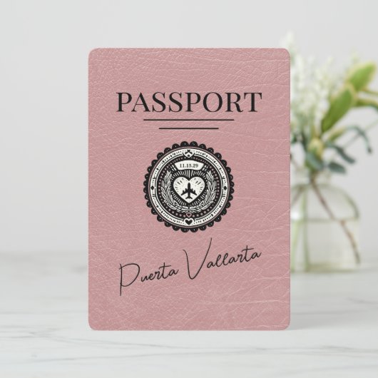 Save The Date Dusty Rose Puerta Vallarta Passeport Enregistrer L (Debout devant)
