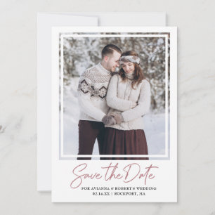 Save The Date Dusty Rose rose et photo Enregistrer la date
