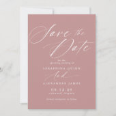 Save The Date Dusty Rose rose mauve | Script simple et élégant (Devant)