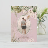 Save The Date Dusty Rose Tropical Pampas Mariage PHOTO Grass Sav (Debout devant)