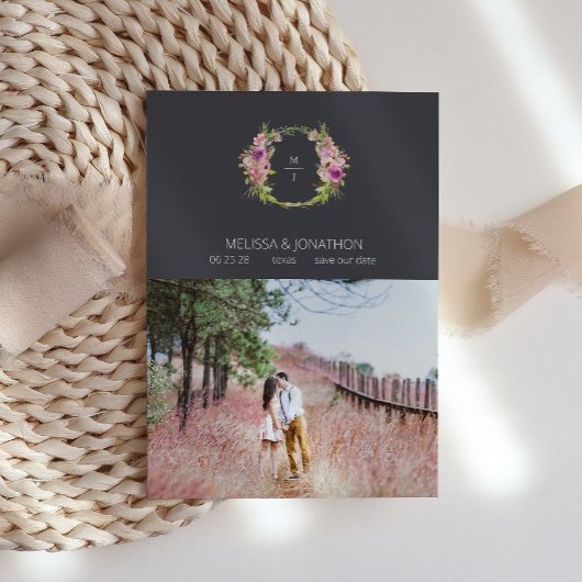 Save The Date Dusty rose violet Fiançailles de charbon de bois