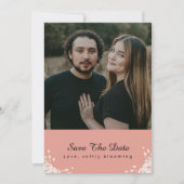 Save The Date Dusty Rose Whispered Petal Modern Script photo (Devant)