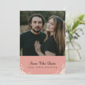 Save The Date Dusty Rose Whispered Petal Modern Script photo (Debout devant)