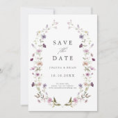 Save The Date Dusty Violet Lavender Fleur sauvage Jardin Mariage (Devant)