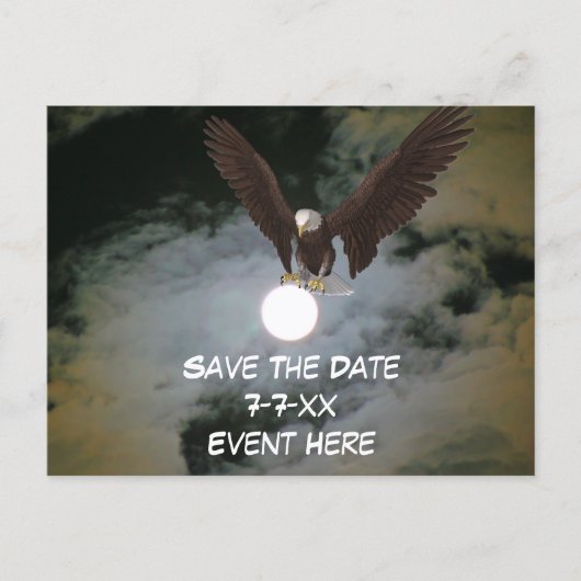 Save The Date Eagle Full Moon  Aankondigingskaart (Voorkant)