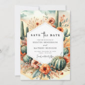 Save The Date Earthy Boho Cactus Mariage (Devant)