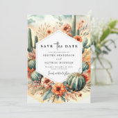 Save The Date Earthy Boho Cactus Mariage (Debout devant)