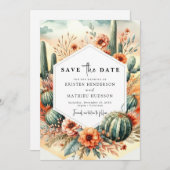 Save The Date Earthy Boho Cactus Mariage (Devant / Derrière)