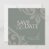 Save The Date Earthy Olive Damask Elegant Classic Photo Mariage (Devant)
