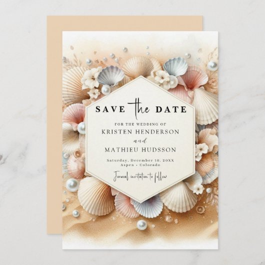 Save The Date Earthy Whimsical Beach Wedding (Devant / Derrière)