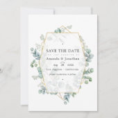 Save The Date Eau aquarelle Eucalyptus Géométrique Mariage Enreg (Devant)