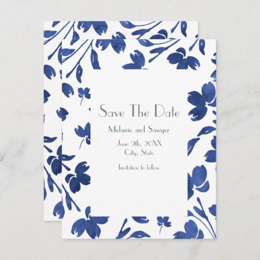 Save The Date Eau d'Indigo - tiges de fleurs (Devant / Derrière)