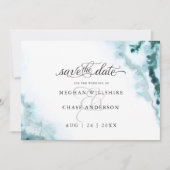 Save The Date Eau Moderne Aquarelle Moss Agate BarefootBride™ (Devant)