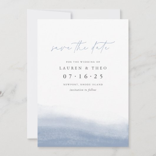Save The Date Ebb Tide Elégante Aquarelle Côtière Simple (Devant)