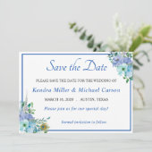 Save The Date Éblouissante Fleur Bleu Saphir Enregistrer La Date (Debout devant)