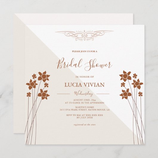 Save The Date Échantillon Côté Automne Floral Bridal Show Invita (Devant / Derrière)