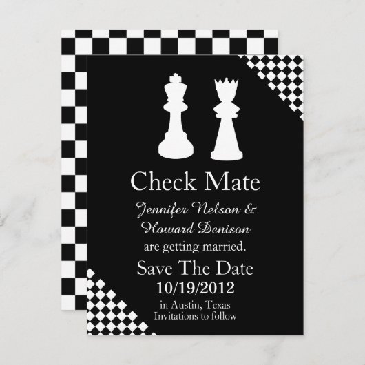 Save The Date Échecs Mariage Mariage Enregistrer La Date Faire-p (Devant / Derrière)