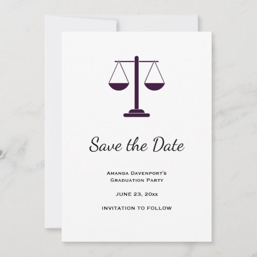 Save The Date Échelles de justice Services juridiques Symbole de (Devant)