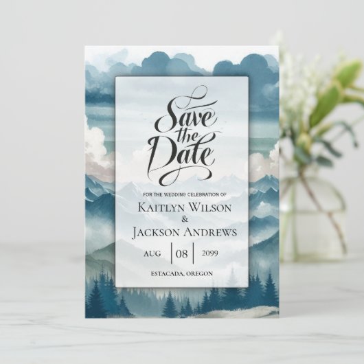 Save The Date Échos à travers le Mariage des pins bruyants (Debout devant)