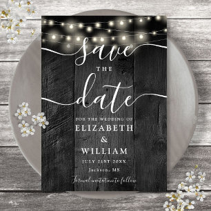 Save The Date Éclairage à cordes Mariage Boho de grange en bois