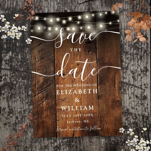 Save The Date Éclairage à cordes Mariage Boho de grange rustique