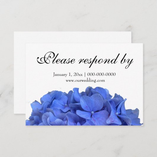 Save The Date Eclairage fleuri bleu élégant hydrangées RSVP (Devant / Derrière)