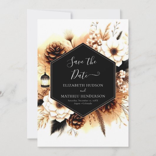 Save The Date Éclairage modifiable Mariage rustique (Devant)