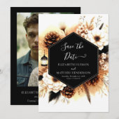 Save The Date Éclairage modifiable Mariage rustique (Devant / Derrière)