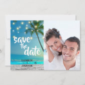 Save The Date Éclairages À Chaînes De Plage Tropical Enregistrer (Devant)
