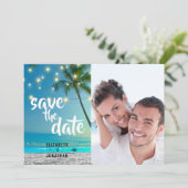 Save The Date Éclairages À Chaînes De Plage Tropical Enregistrer (Debout devant)