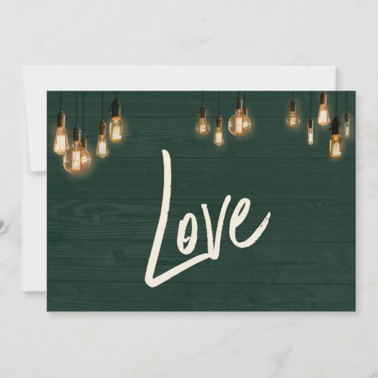 Save The Date Éclairages en bois rustique vert Édison Enregistre (Dos)