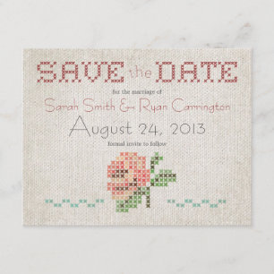 Save The Date Économies antiques de mariage de point de croix la