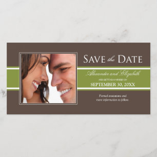 Save The Date Économies audacieuses de rayure de vert olive le