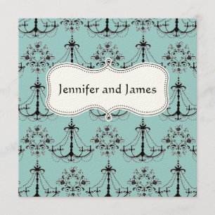 Save The Date Économies crèmes bleues de lustre la date